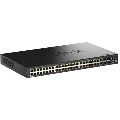 D-Link DGS-1530-52P 52-Port L2 Stackable Managed fanless PoE Switch, 48x Gigabit PoE, 4x 10G SFP+ Ports, zero touch provisioning